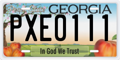 GA license plate PXE0111