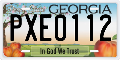 GA license plate PXE0112
