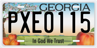 GA license plate PXE0115