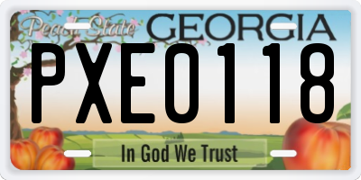 GA license plate PXE0118