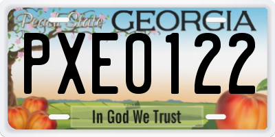 GA license plate PXE0122