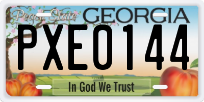 GA license plate PXE0144