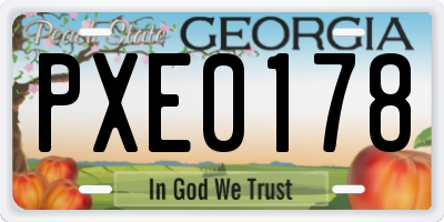 GA license plate PXE0178