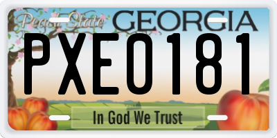 GA license plate PXE0181