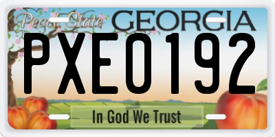 GA license plate PXE0192