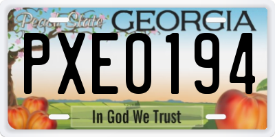 GA license plate PXE0194