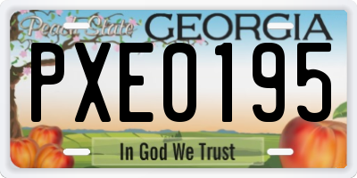 GA license plate PXE0195