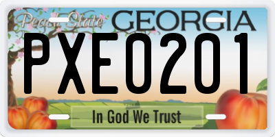 GA license plate PXE0201