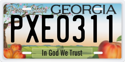GA license plate PXE0311