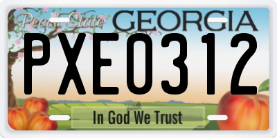 GA license plate PXE0312