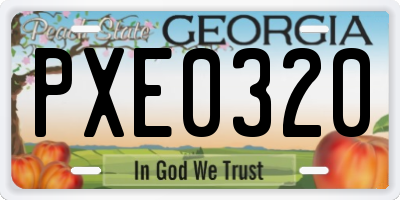 GA license plate PXE0320