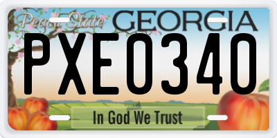GA license plate PXE0340
