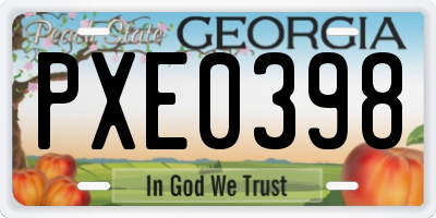 GA license plate PXE0398