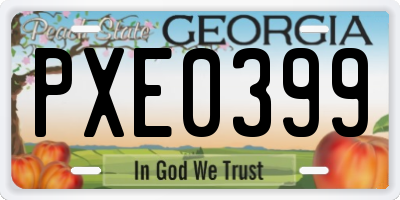 GA license plate PXE0399