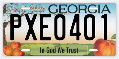 GA license plate PXE0401