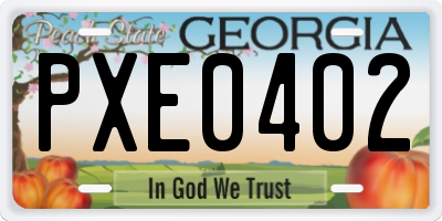 GA license plate PXE0402