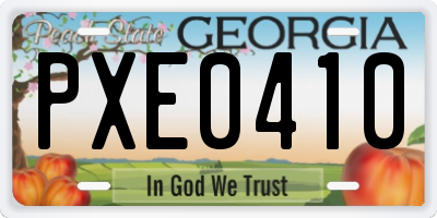 GA license plate PXE0410