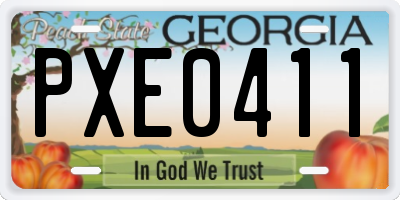 GA license plate PXE0411