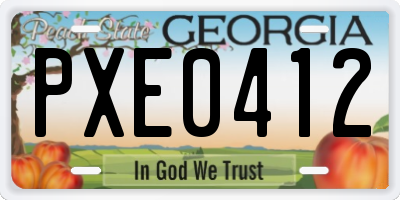 GA license plate PXE0412