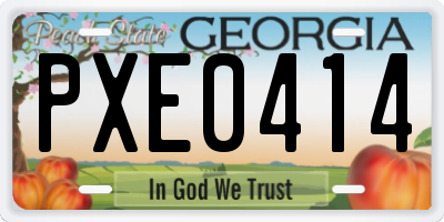 GA license plate PXE0414