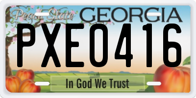 GA license plate PXE0416