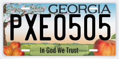 GA license plate PXE0505