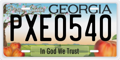 GA license plate PXE0540