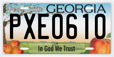 GA license plate PXE0610
