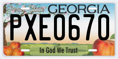 GA license plate PXE0670
