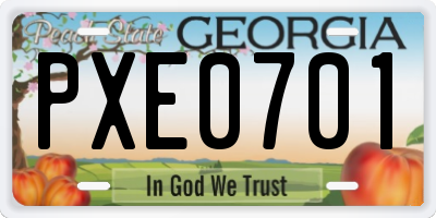 GA license plate PXE0701
