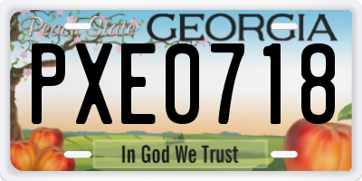 GA license plate PXE0718