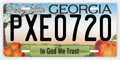 GA license plate PXE0720