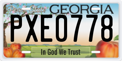 GA license plate PXE0778