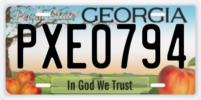 GA license plate PXE0794