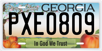 GA license plate PXE0809