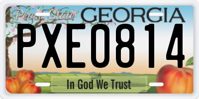 GA license plate PXE0814