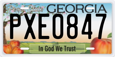 GA license plate PXE0847