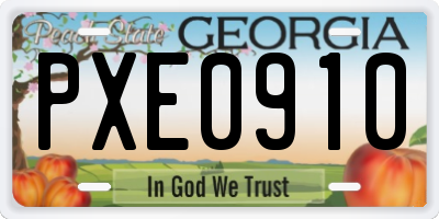 GA license plate PXE0910