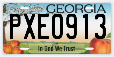 GA license plate PXE0913