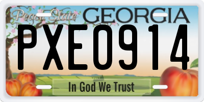GA license plate PXE0914
