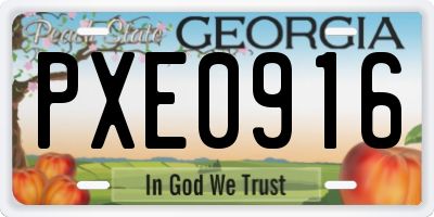 GA license plate PXE0916
