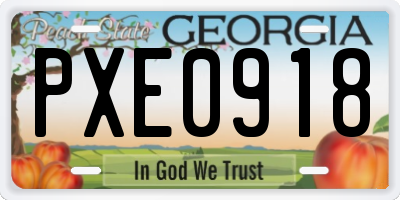 GA license plate PXE0918