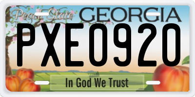 GA license plate PXE0920