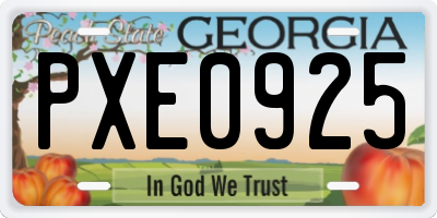 GA license plate PXE0925