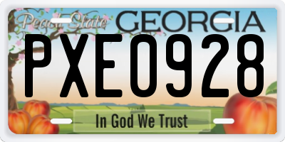 GA license plate PXE0928