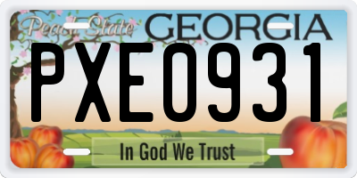 GA license plate PXE0931