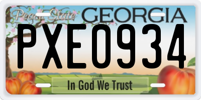GA license plate PXE0934