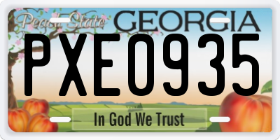GA license plate PXE0935