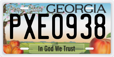 GA license plate PXE0938