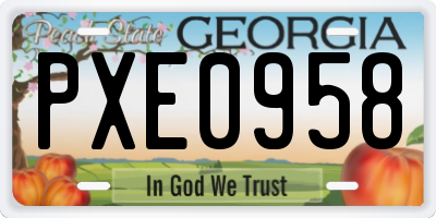 GA license plate PXE0958